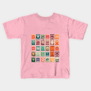 Fancy Postage Stamps Design Kids T-Shirt